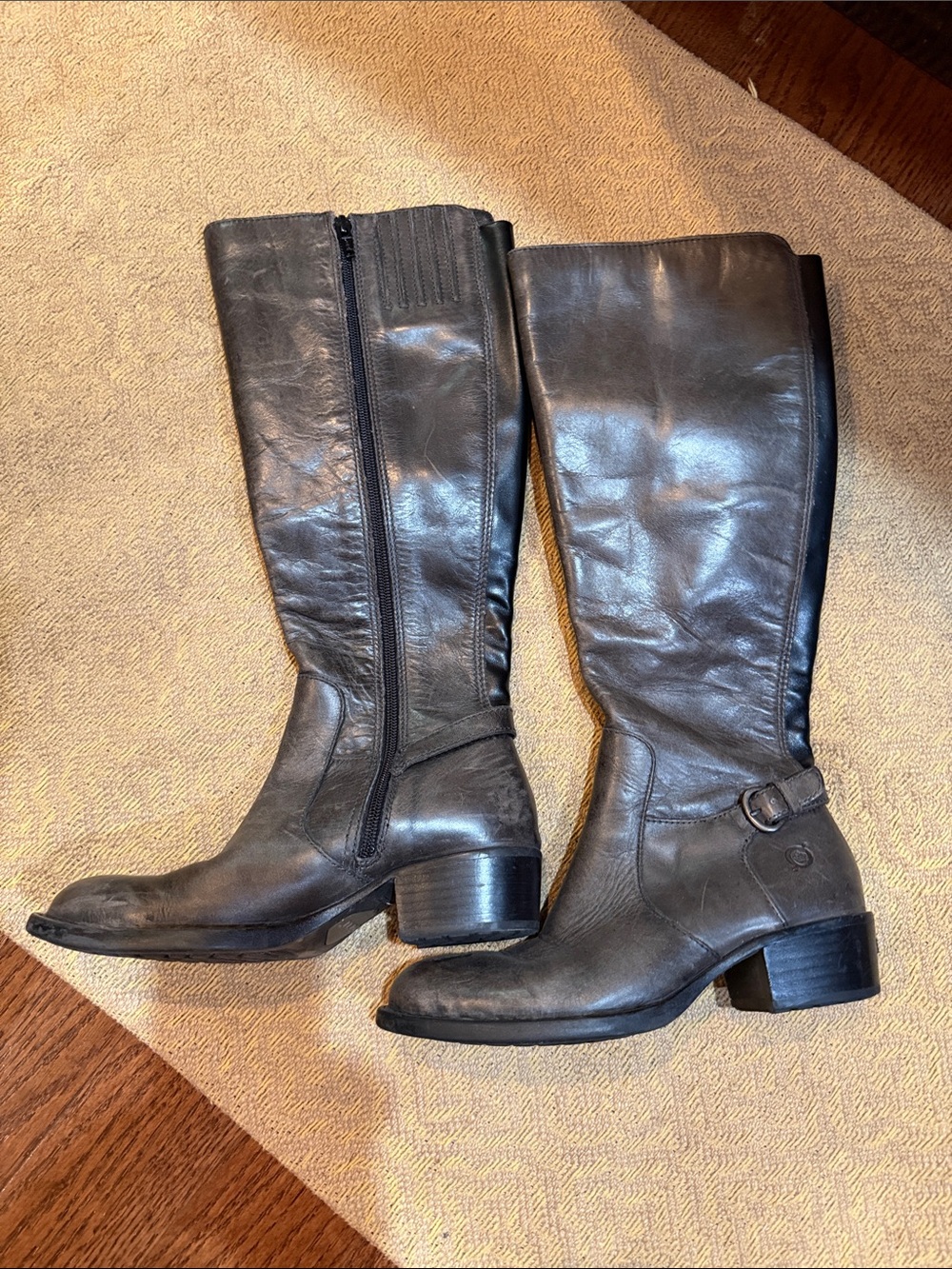 Born Black Leather Knee-High Riding Boots